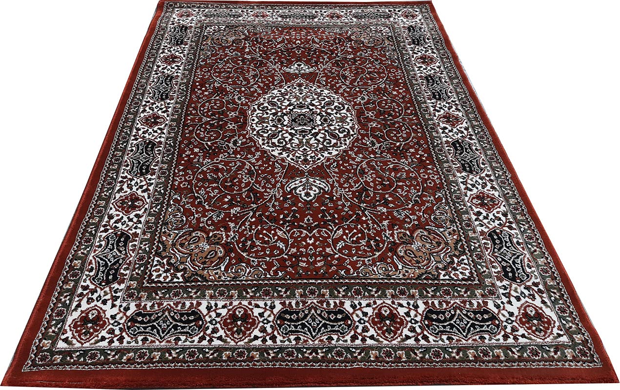 Maroon Color Kashmiri Persian Design Area Rug