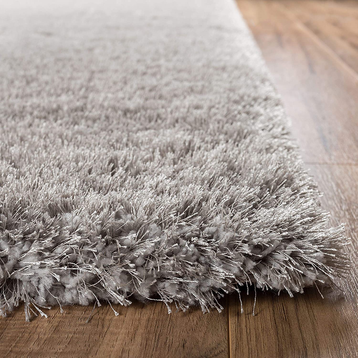 Silver Handmade Shaggy Carpet – Ultra Soft Area Rug for Living Room & Bedroom