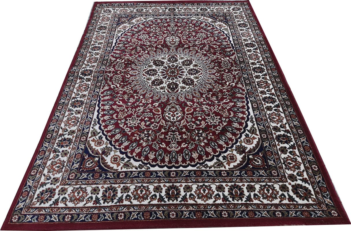 Maroon Color Kashmiri Persian Design Area Rug