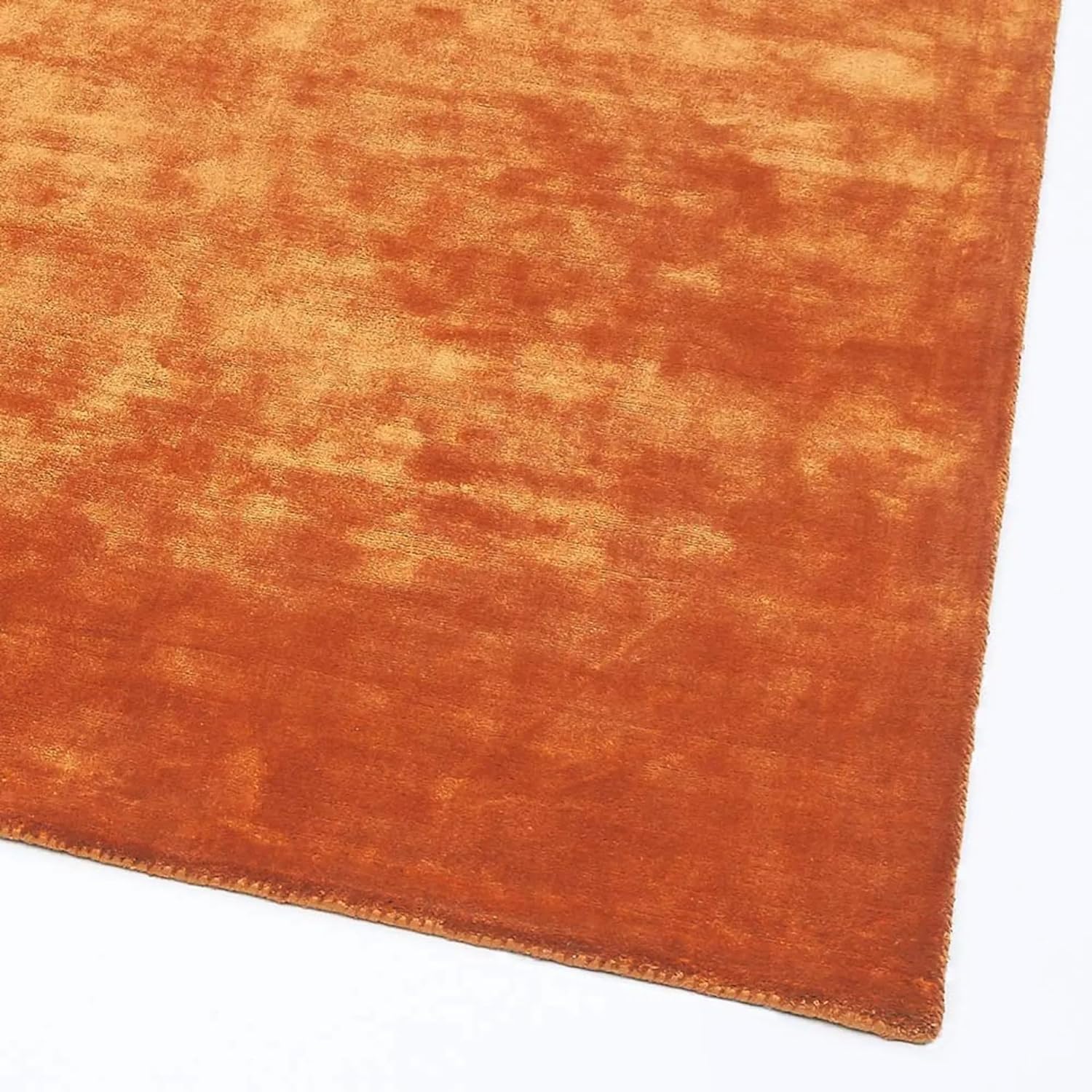 Orange Silk Shadows Viscose Silk Hand-Tufted Rug