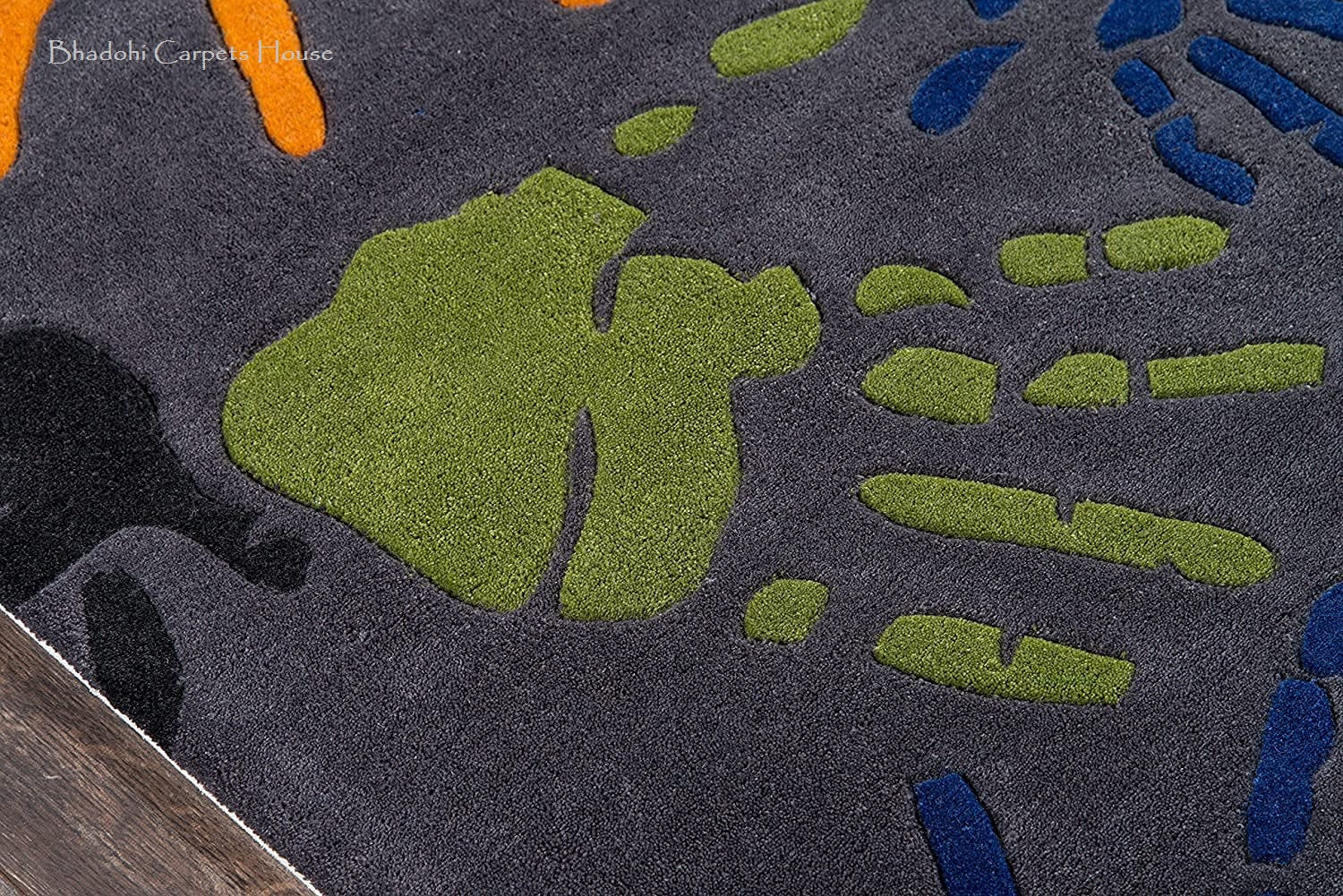 Charcoal Hand Spots – Handmade Wool Nursery Rug, Baby Room, Kid’s Room, Playroom, Child’s Space Area Rug, Toddler Bedroom Carpets – Perfect for Children's Room Décor