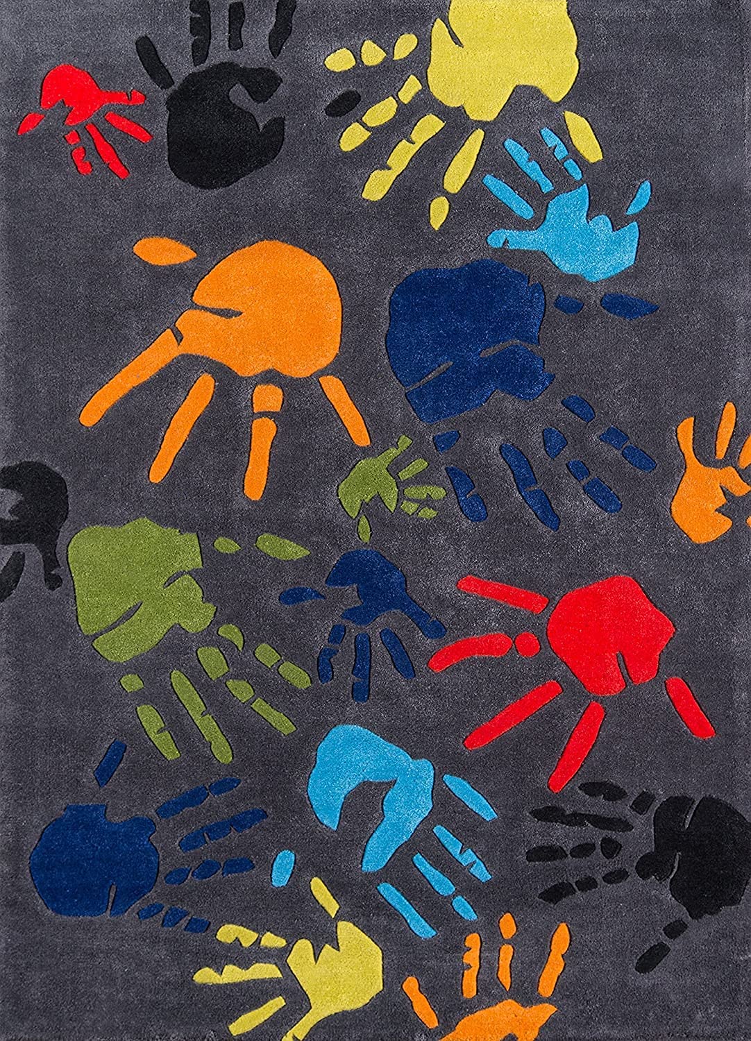 Charcoal Hand Spots – Handmade Wool Nursery Rug, Baby Room, Kid’s Room, Playroom, Child’s Space Area Rug, Toddler Bedroom Carpets – Perfect for Children's Room Décor
