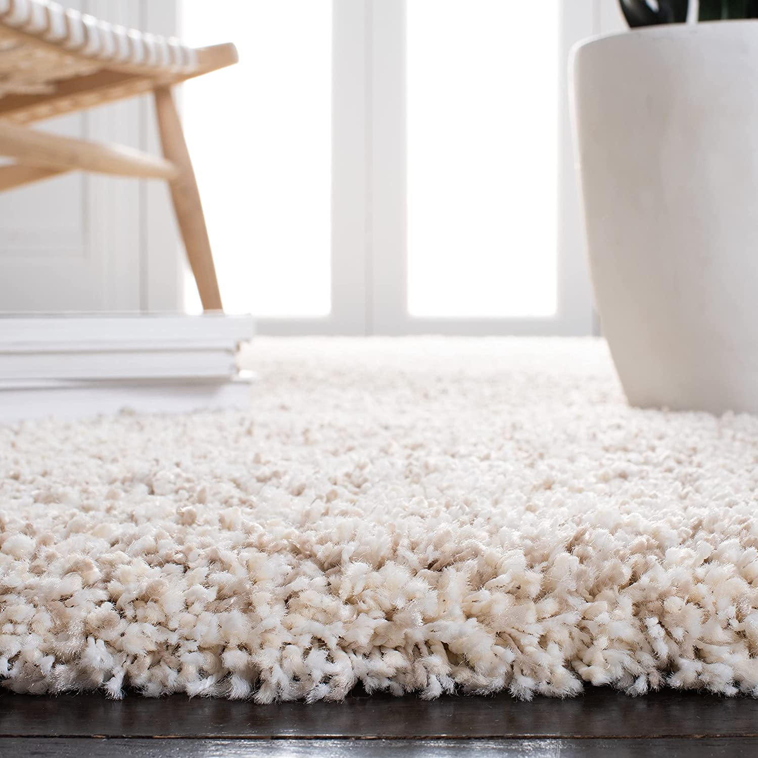 Cream Handmade Ombre Microfibre Carpet – Soft Area Rug for Living Room, Bedroom & Hall