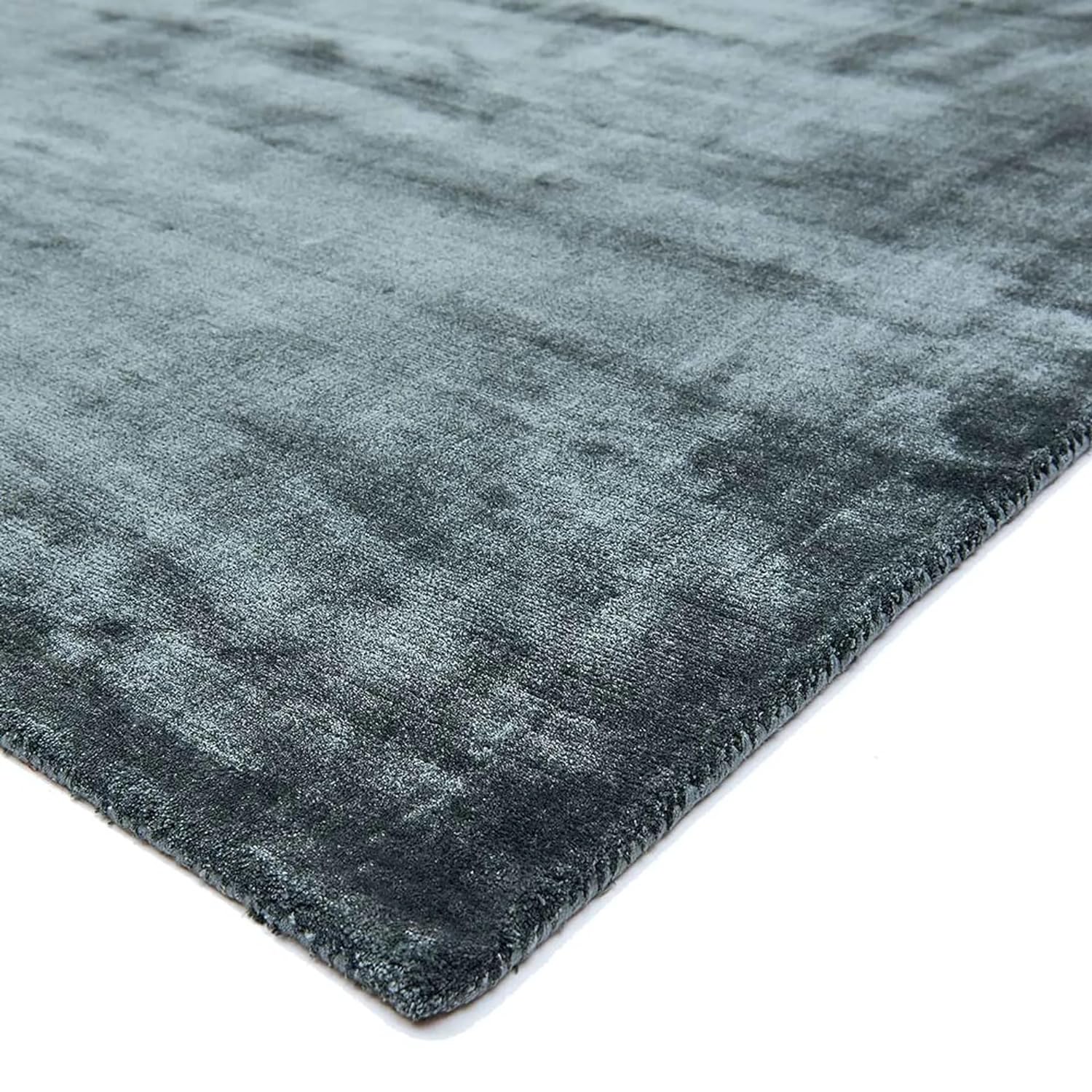 Encore Teal Ethereal Weft Viscose Silk Hand-Tufted Rug