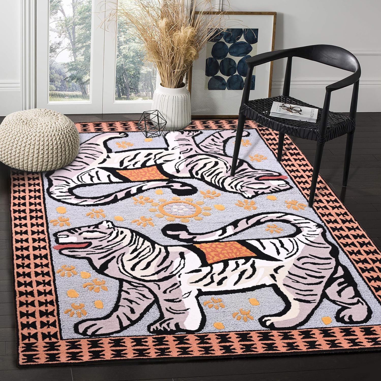 Bold Tiger Rug – Handcrafted Statement Area Rug for Modern & Eclectic Interiors