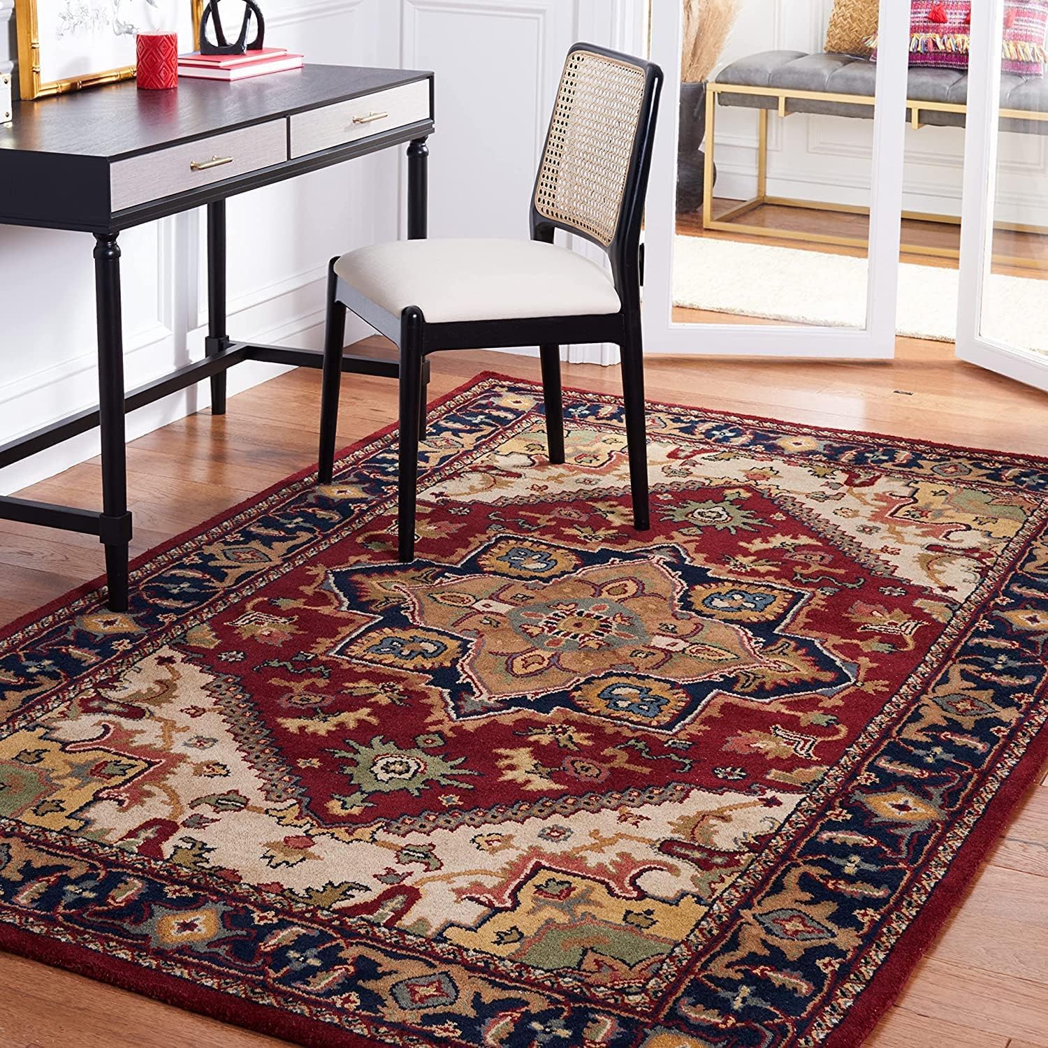 Maroon Persian Heriz Area Rug