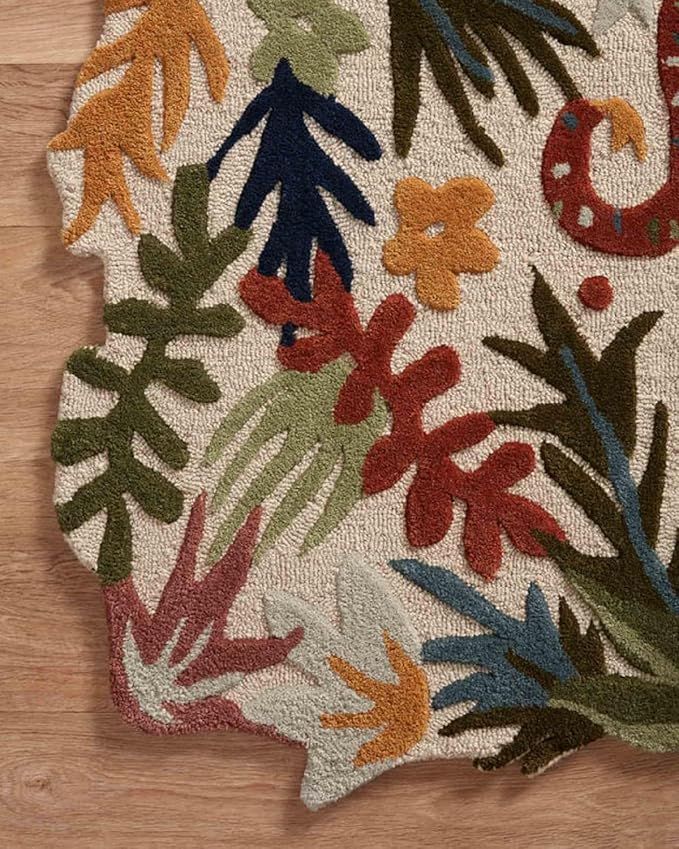 Multicolor Foliage Hand-Tufted Irregular Rug