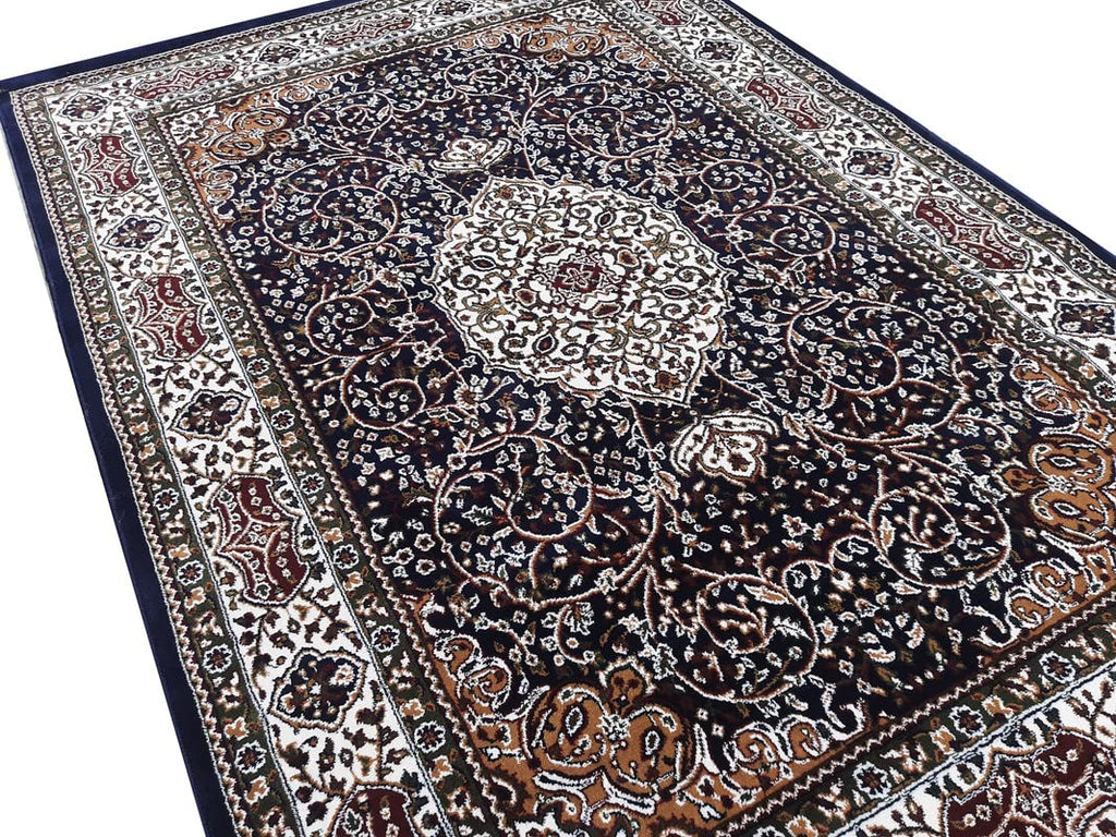 Black Color Kashmiri Persian Design Area Rug