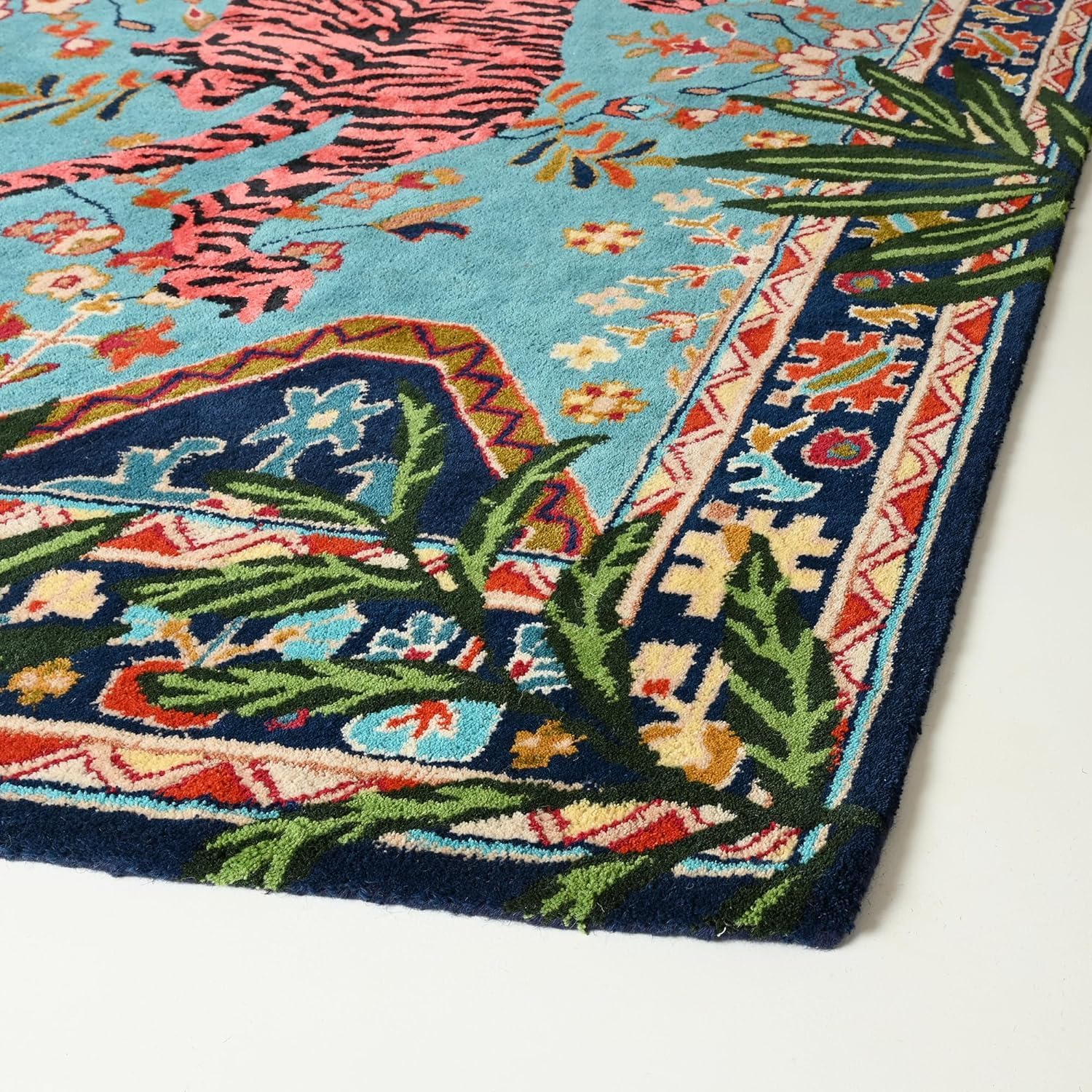 Handmade Wool Tiger Rug – Red Tiger Animal Oriental Area Rug