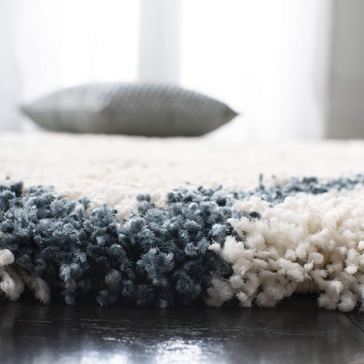 Ivory Square Box Shaggy Carpet | Soft & Fluffy Microfiber Area Rug