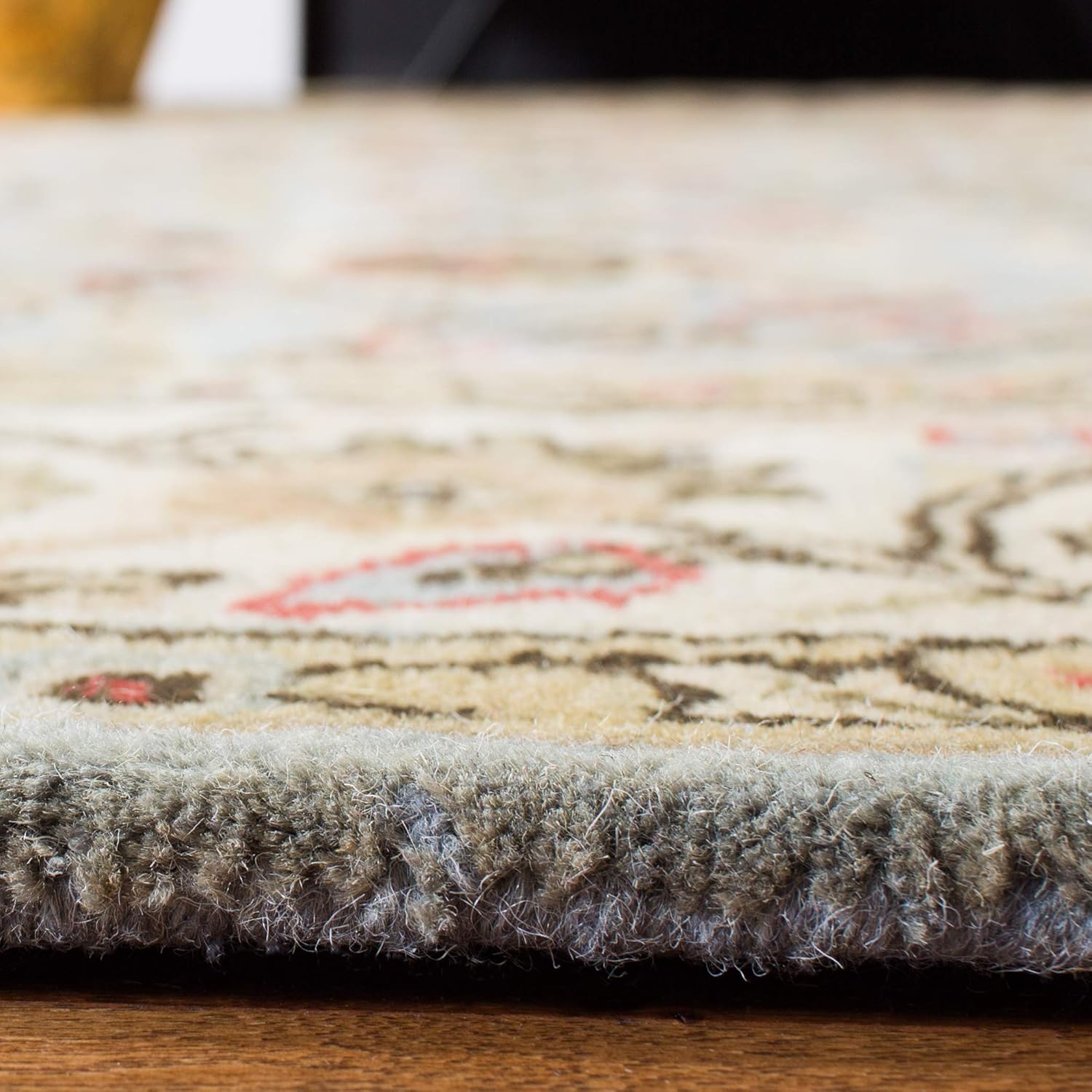 Golden Green Color Handmade Vintage Persian Carpet