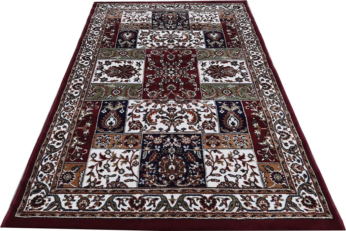 Maroon Color Kashmiri Persian Design Area Rug