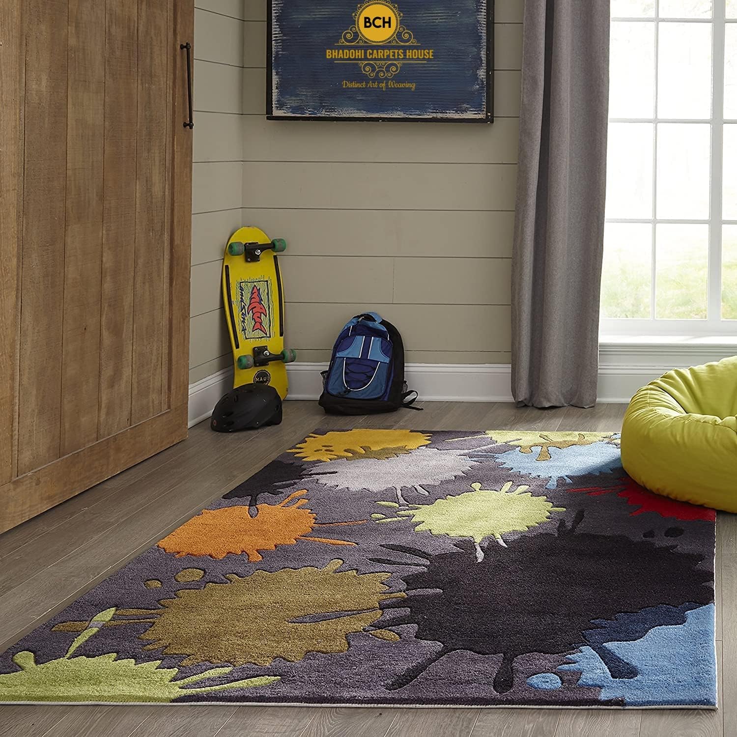 Charcoal Spots – Handmade Wool Nursery Rug, Baby Room, Kid’s Room, Playroom, Child’s Space Area Rug, Toddler Bedroom Carpets – Perfect for Children's Room Décor