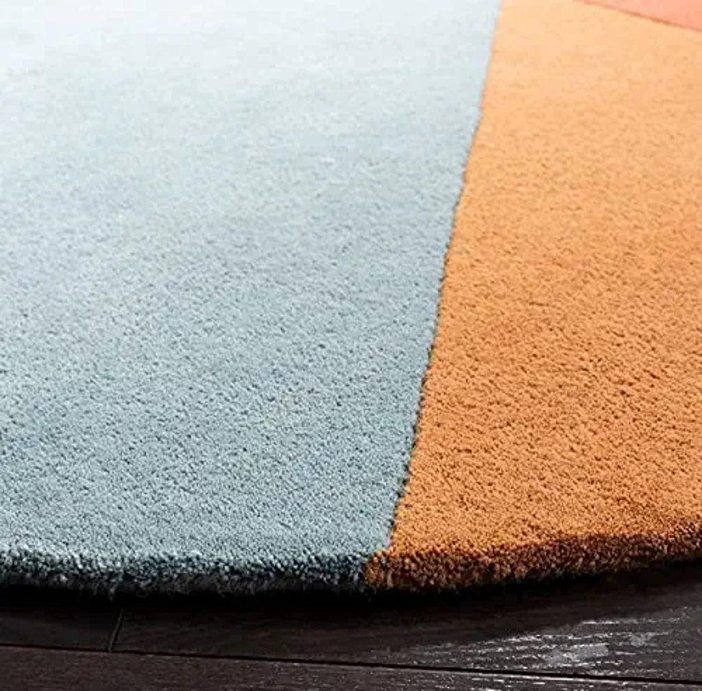 Multicolor Geometrical Hand Tufted Round Rug