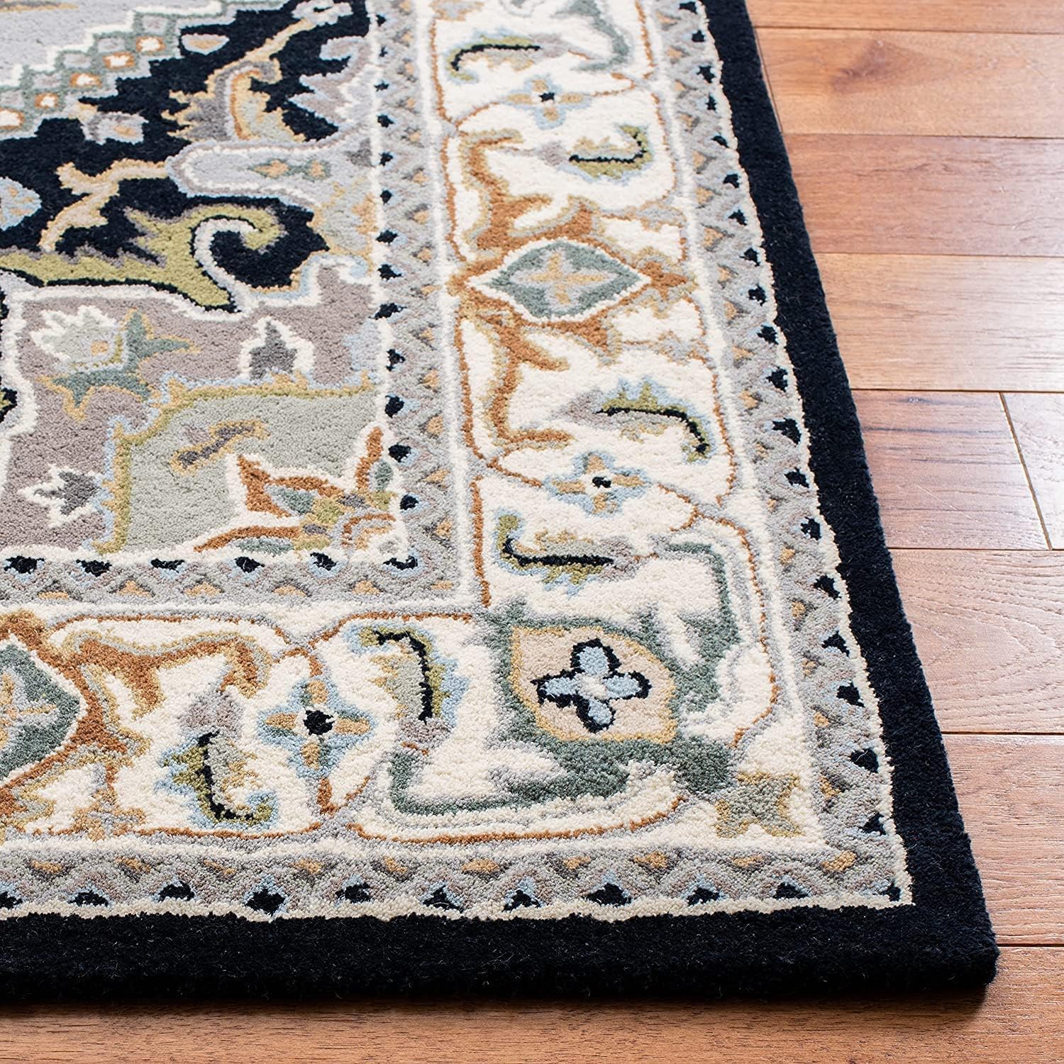 Black Persian Heriz Area Rug