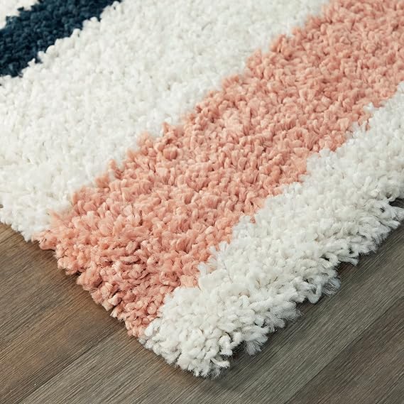 Multicolor Stripes Shaggy Carpet | Soft & Fluffy Microfiber Area Rug