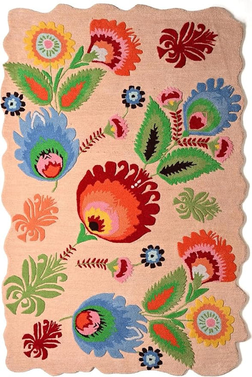 Almond Foliage Hand-Tufted Irregular Rug