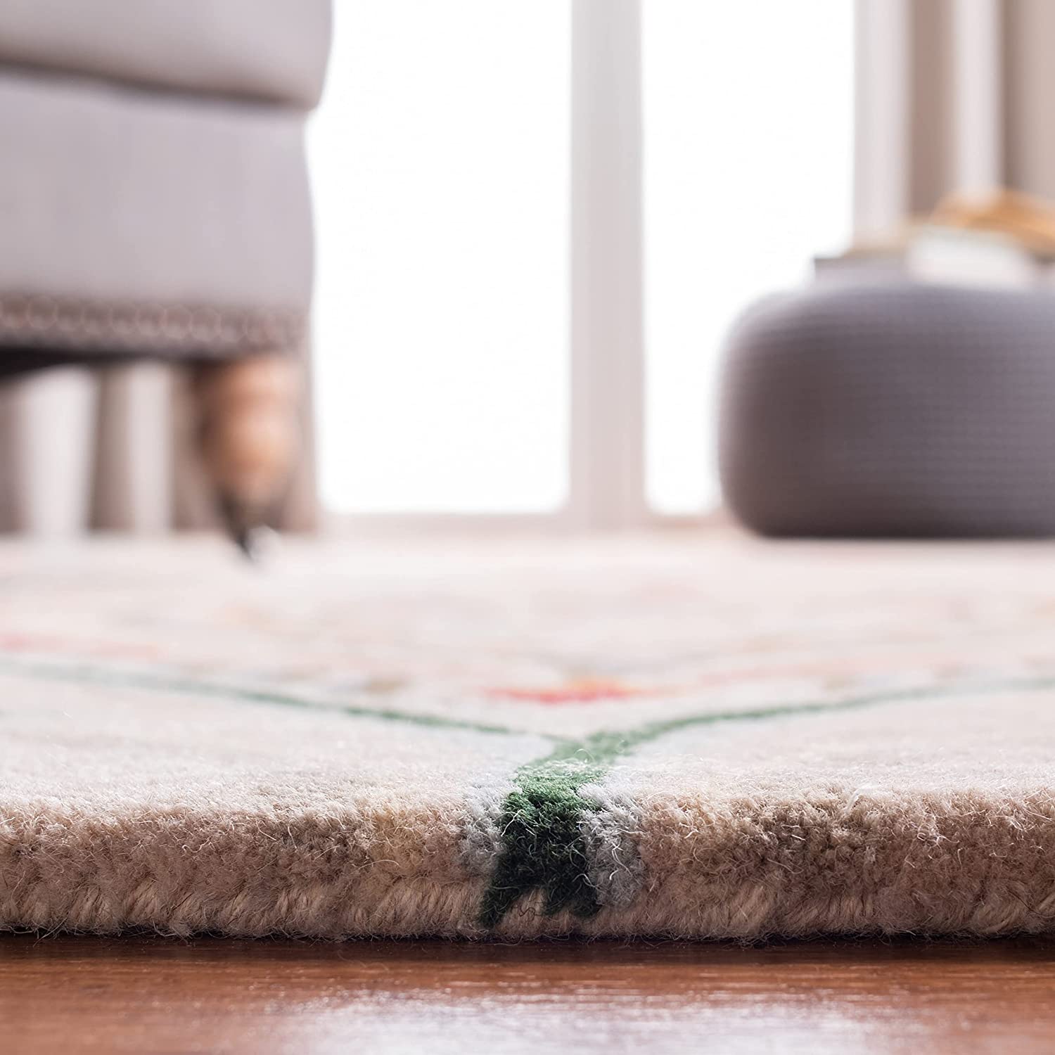 Peech Peacock Feather Hand Tufted Round Rug