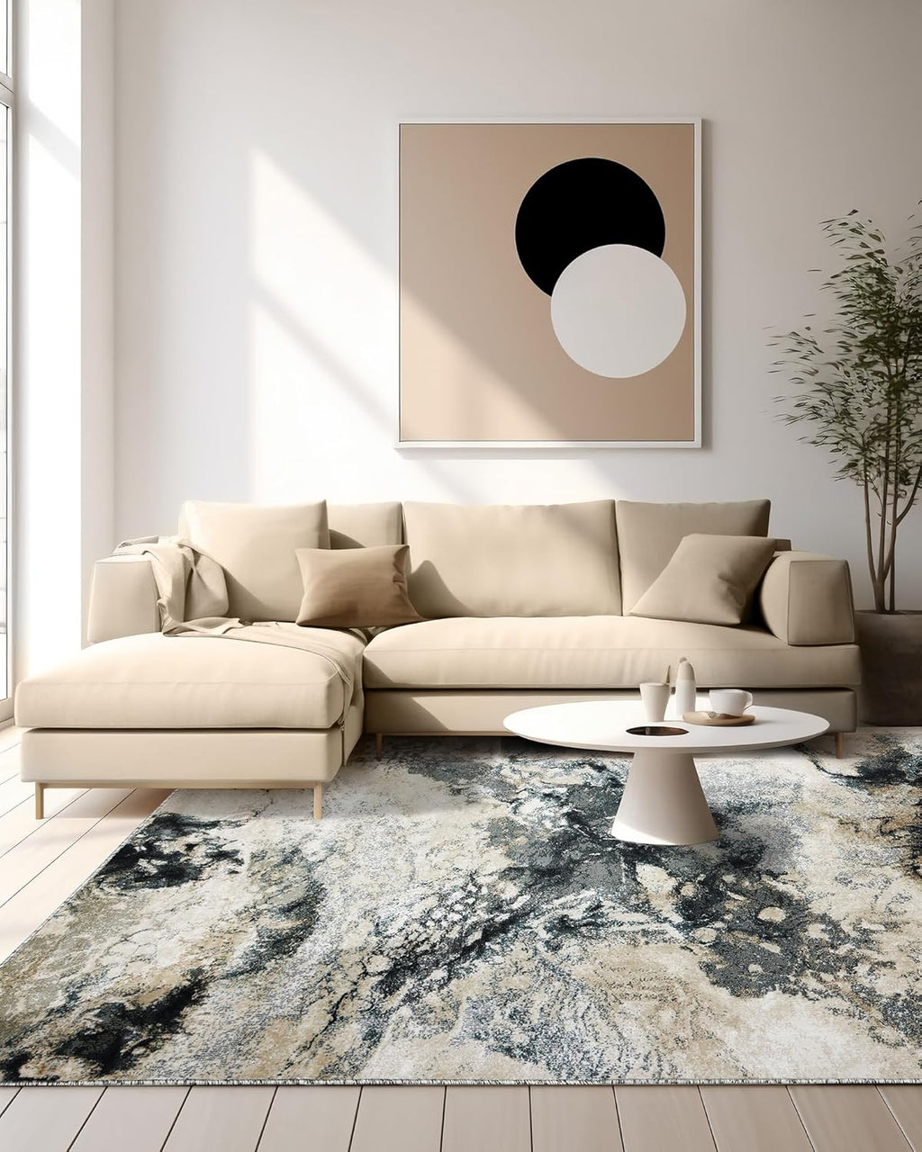 Luxury Modern Abstract Area Rug – Washable Floor Carpet for Living Spaces