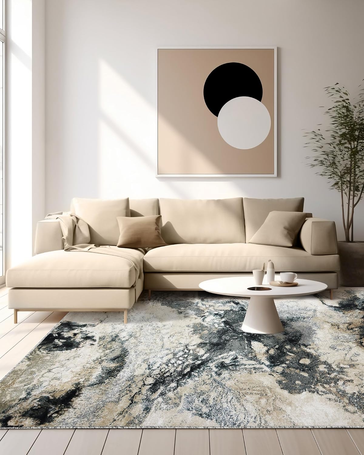 Luxury Modern Abstract Area Rug – Washable Floor Carpet for Living Spaces