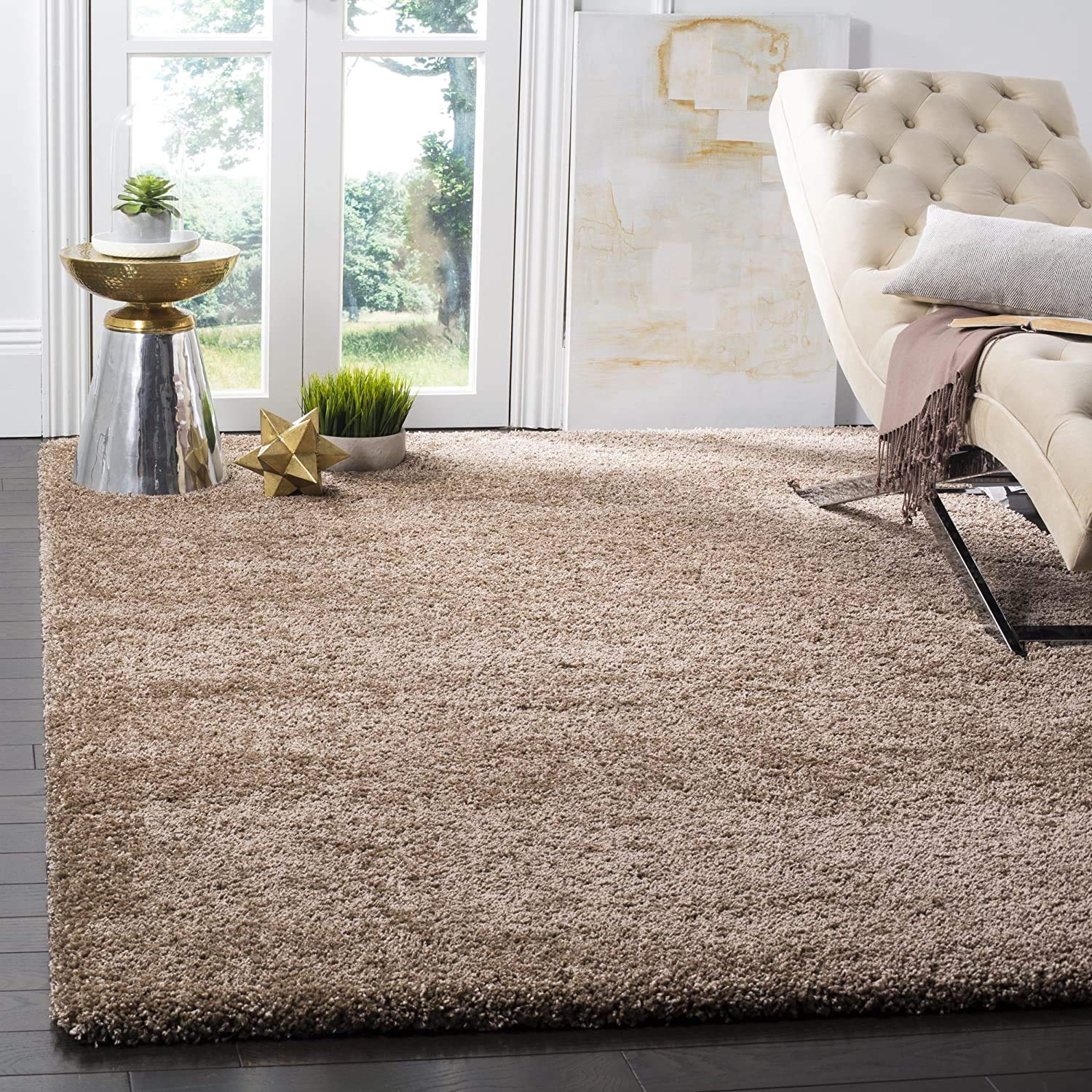 Beige Handmade Shaggy Carpet – Ultra Soft Area Rug for Living Room & Bedroom