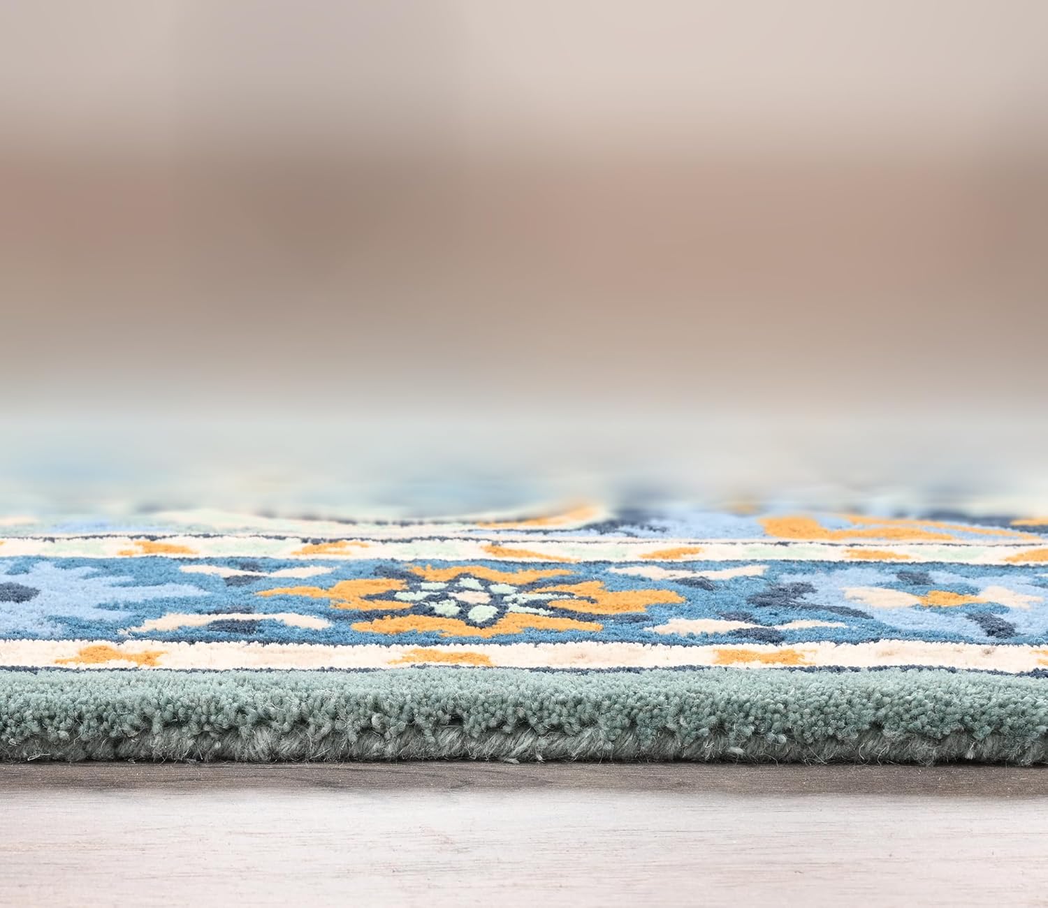 Majestic Leopard Hand-Tufted Wool Rug – Exotic Elegance in Blue & Gold