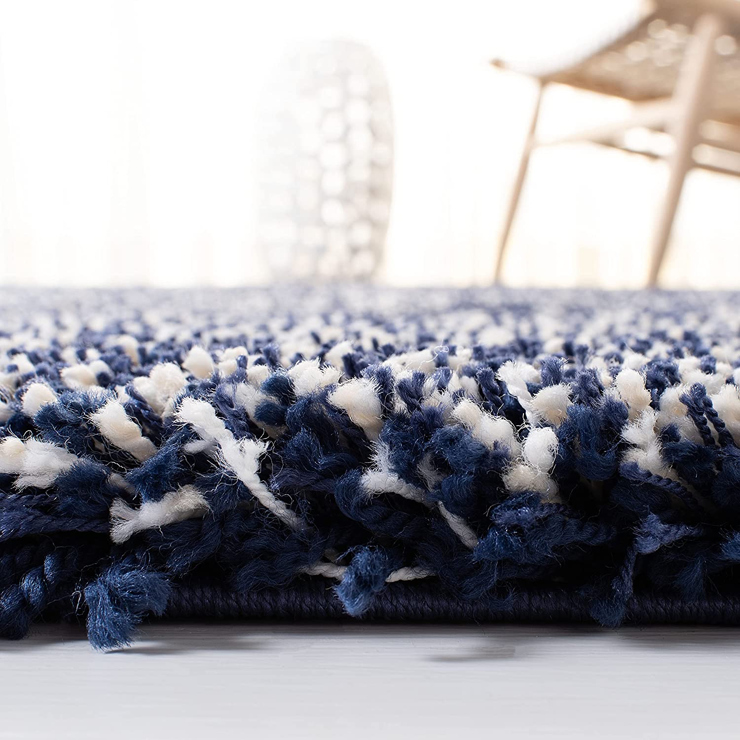 Navy Blue Handmade Ombre Microfibre Carpet – Soft Area Rug for Living Room, Bedroom & Hall