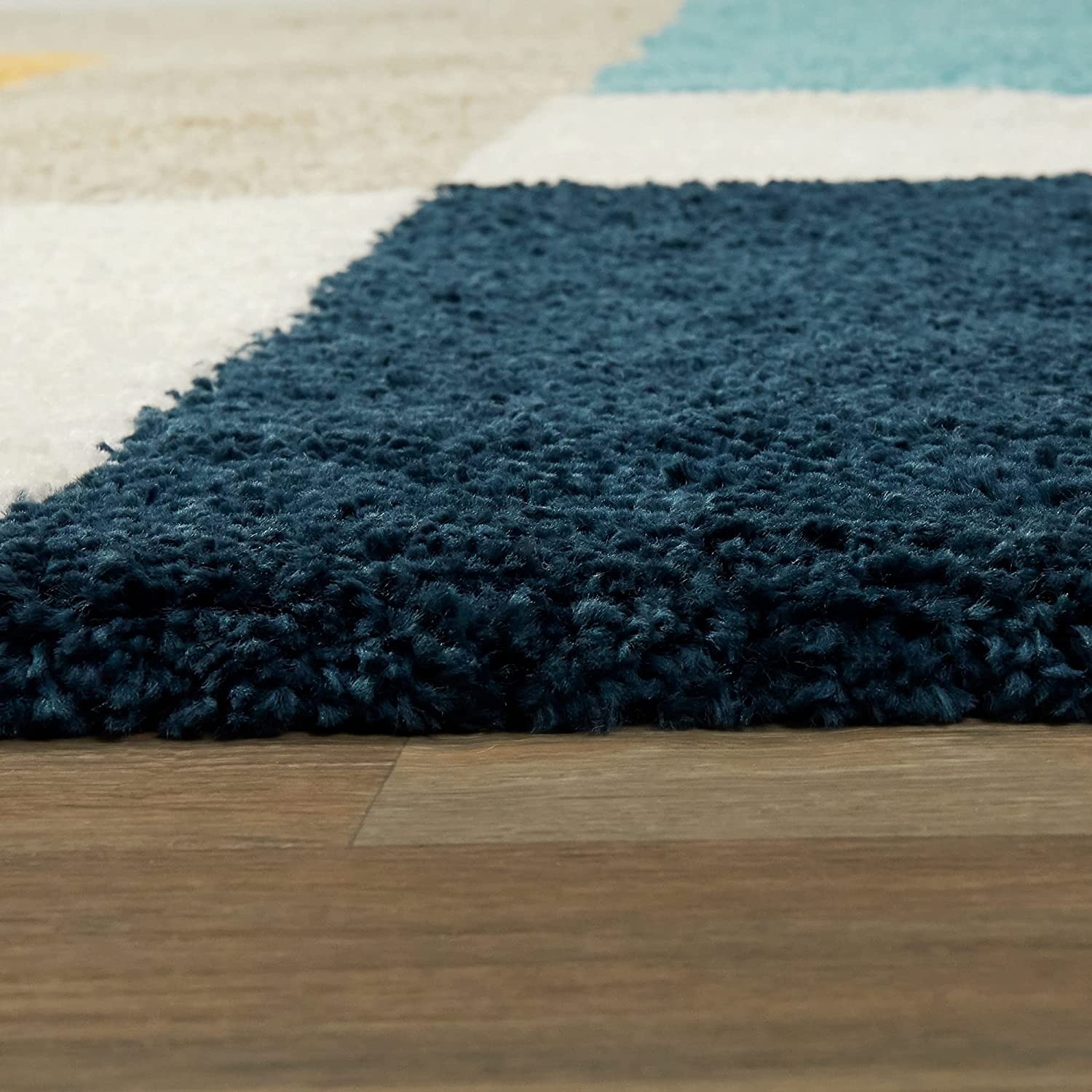 Multi Color Box Shaggy Carpet | Luxurious Handmade Microfiber Area Rug