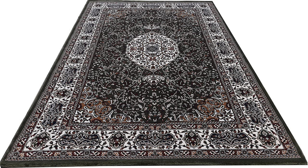 Green Color Kashmiri Persian Design Area Rug
