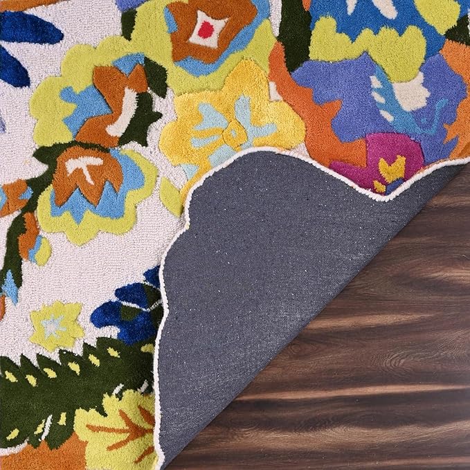 Multicolor Foliage Hand-Tufted Irregular Rug