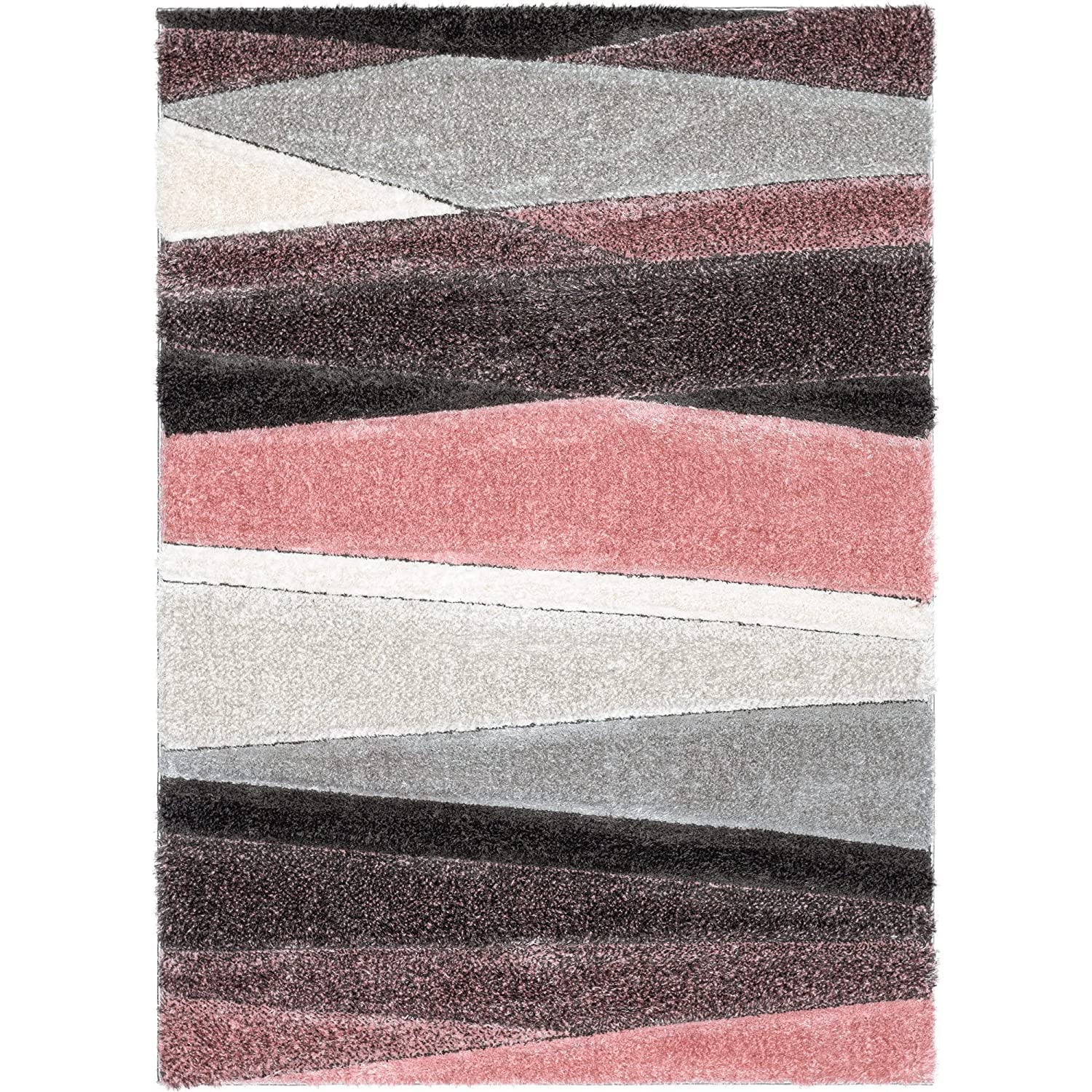 Blush Irregular Stripes Carpet | Soft & Fluffy Microfiber Area Rug