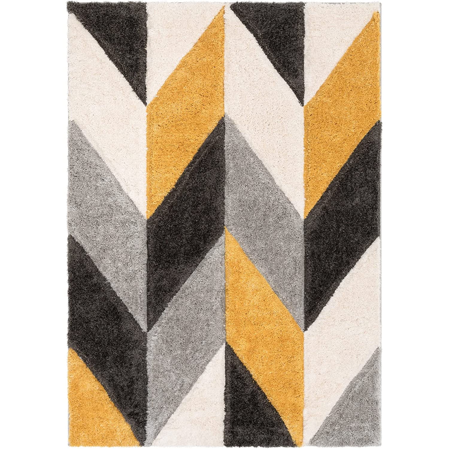 Multicolor Zig-Zag Shaggy Carpet | Luxurious Handmade Microfiber Area Rug