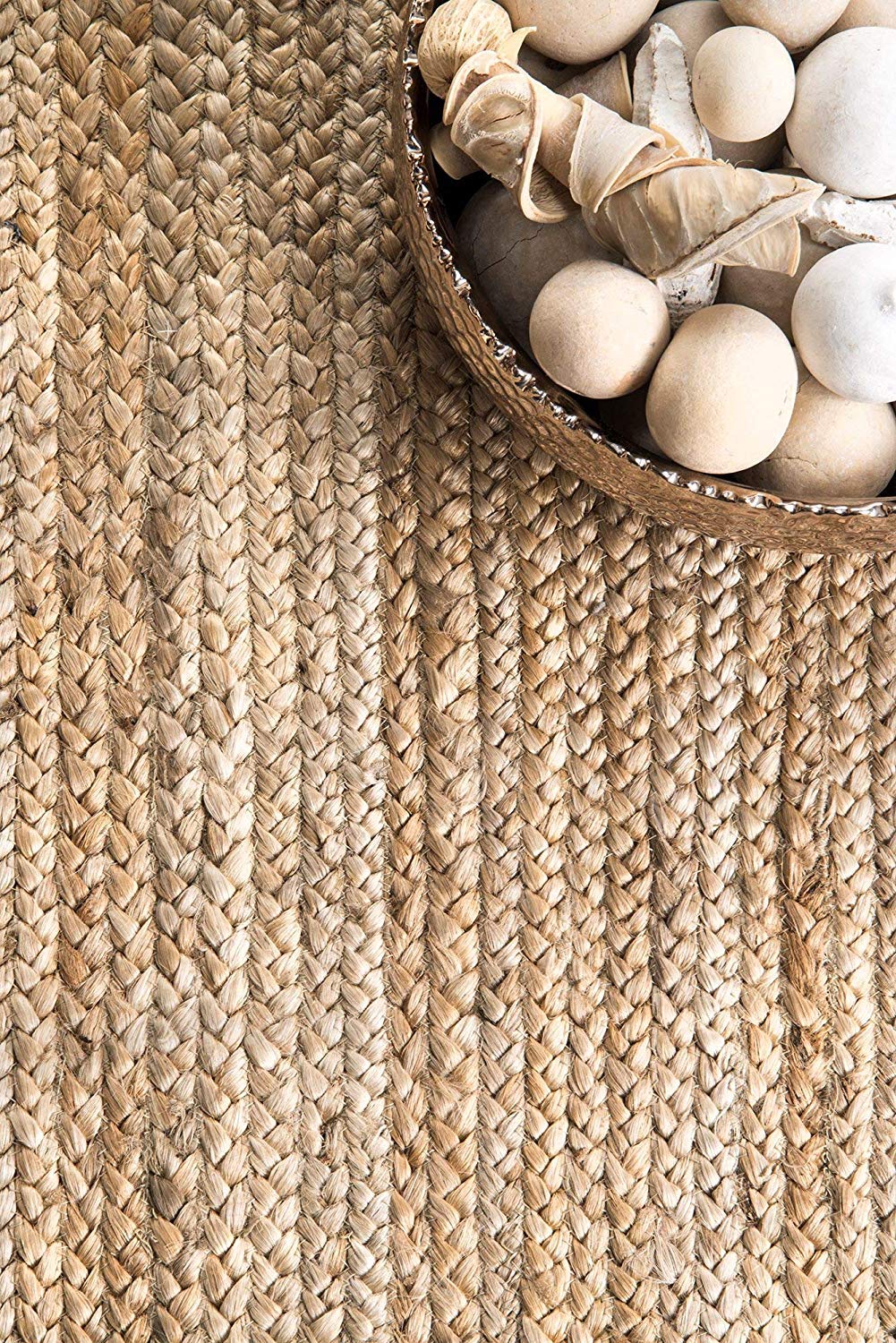 Natural Beige Handmade Braided Jute Carpet