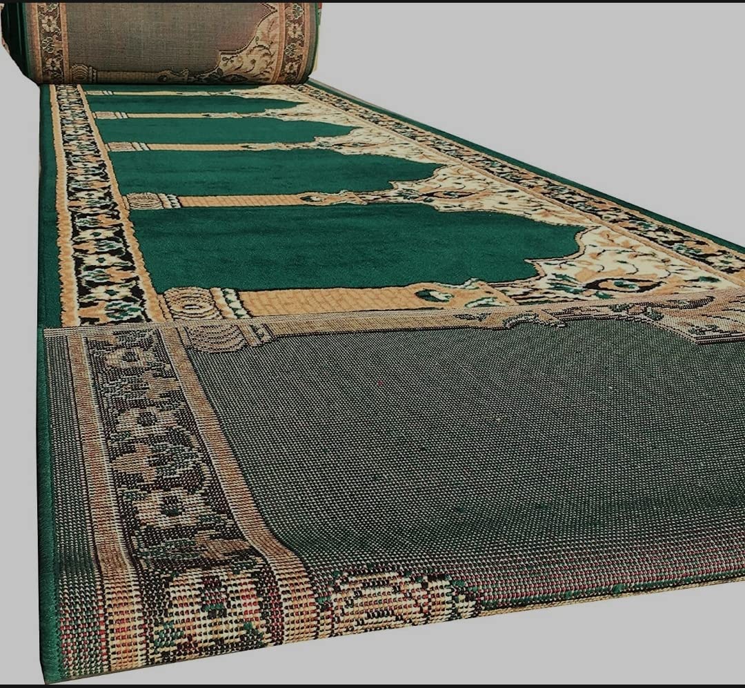 Green Janamaz Roll – Premium Masjid Carpet | Mosque Prayer Mat & Janamaz Rug