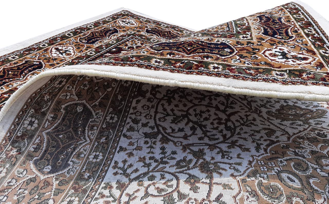 White Color Kashmiri Persian Design Area Rug