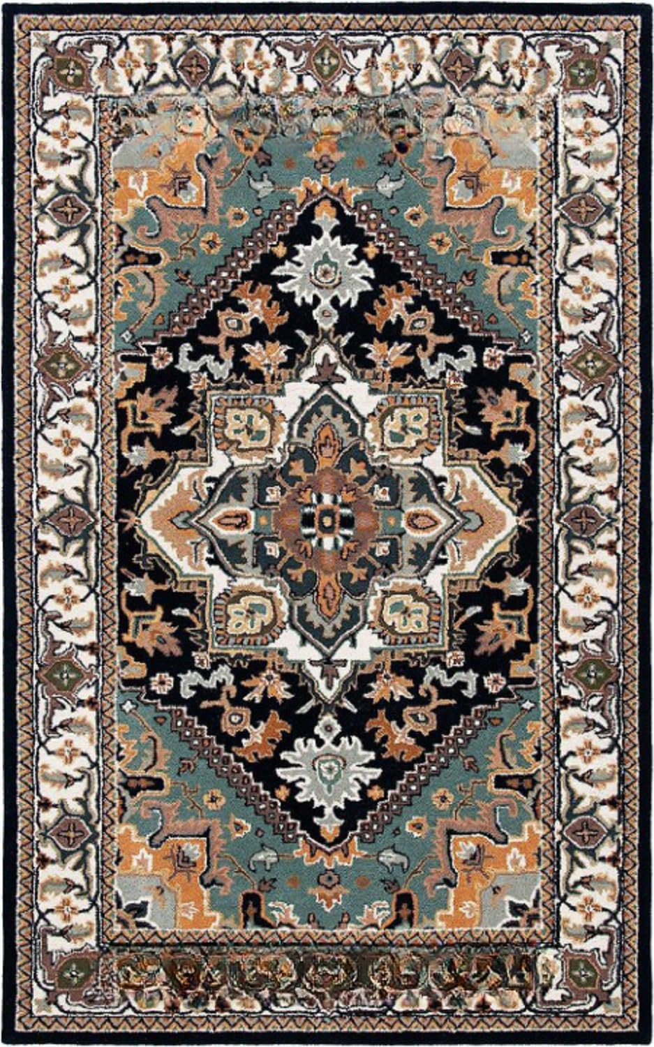 Black Persian Heriz Area Rug