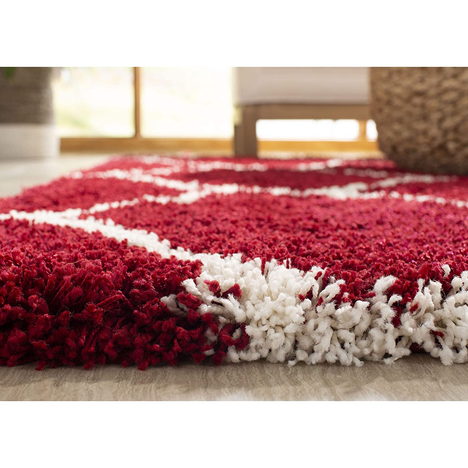 Maroon Moraccan Shaggy Carpet | Luxurious Handmade Microfiber Area Rug