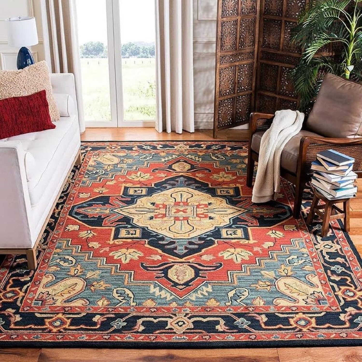 Blue Persian Heriz Area Rug
