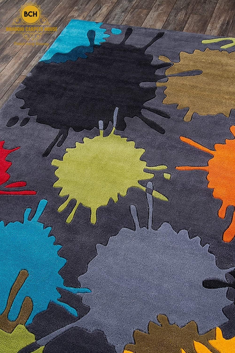 Charcoal Spots – Handmade Wool Nursery Rug, Baby Room, Kid’s Room, Playroom, Child’s Space Area Rug, Toddler Bedroom Carpets – Perfect for Children's Room Décor