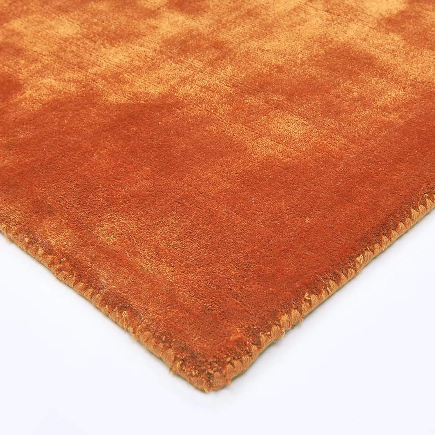 Orange Silk Shadows Viscose Silk Hand-Tufted Rug