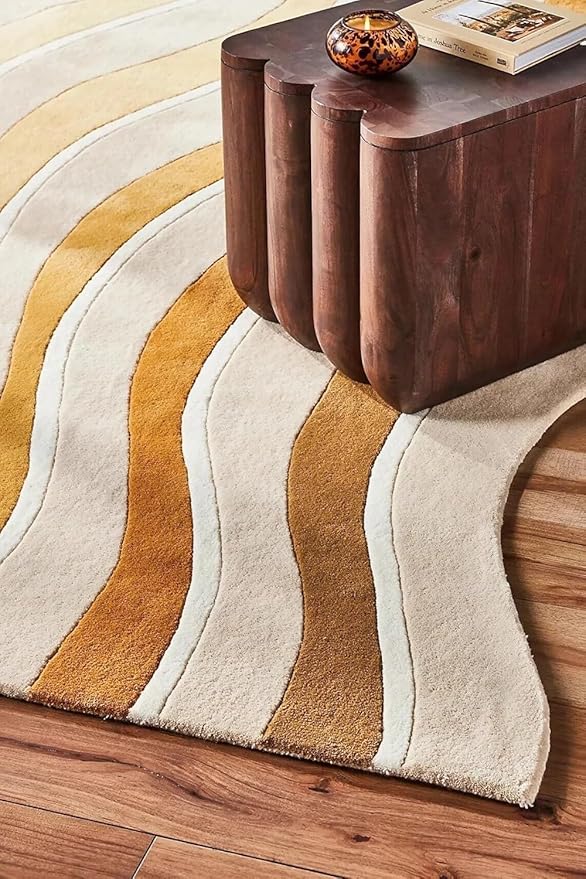 Beige Hand-Tufted Irregular Rug