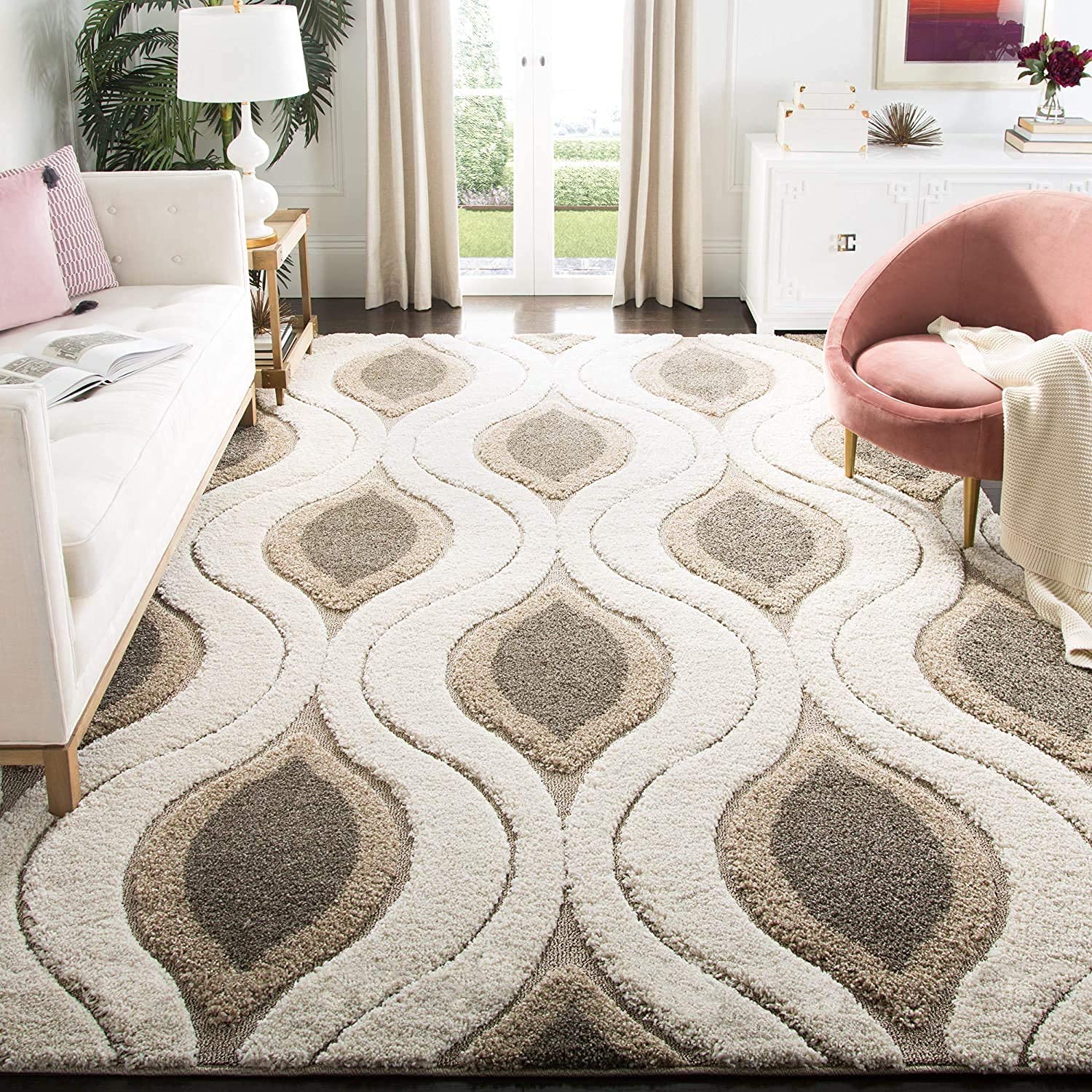 Beige & Ivory Shaggy Carpet | Soft & Fluffy Microfiber Area Rug