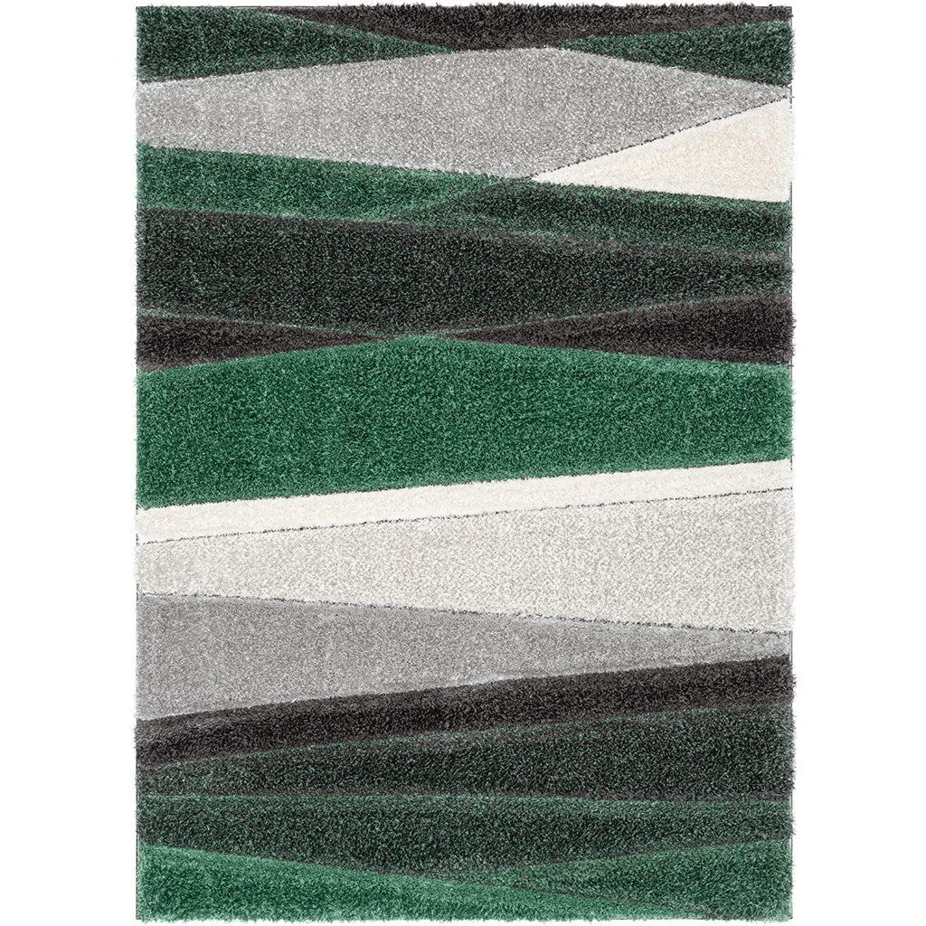 Green Irregular Stripes Carpet | Soft & Fluffy Microfiber Area Rug