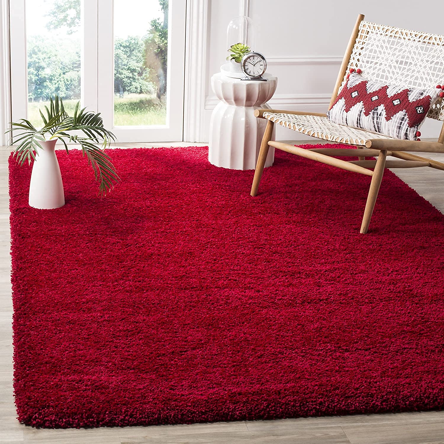 Red Handmade Shaggy Carpet – Ultra Soft Area Rug for Living Room & Bedroom