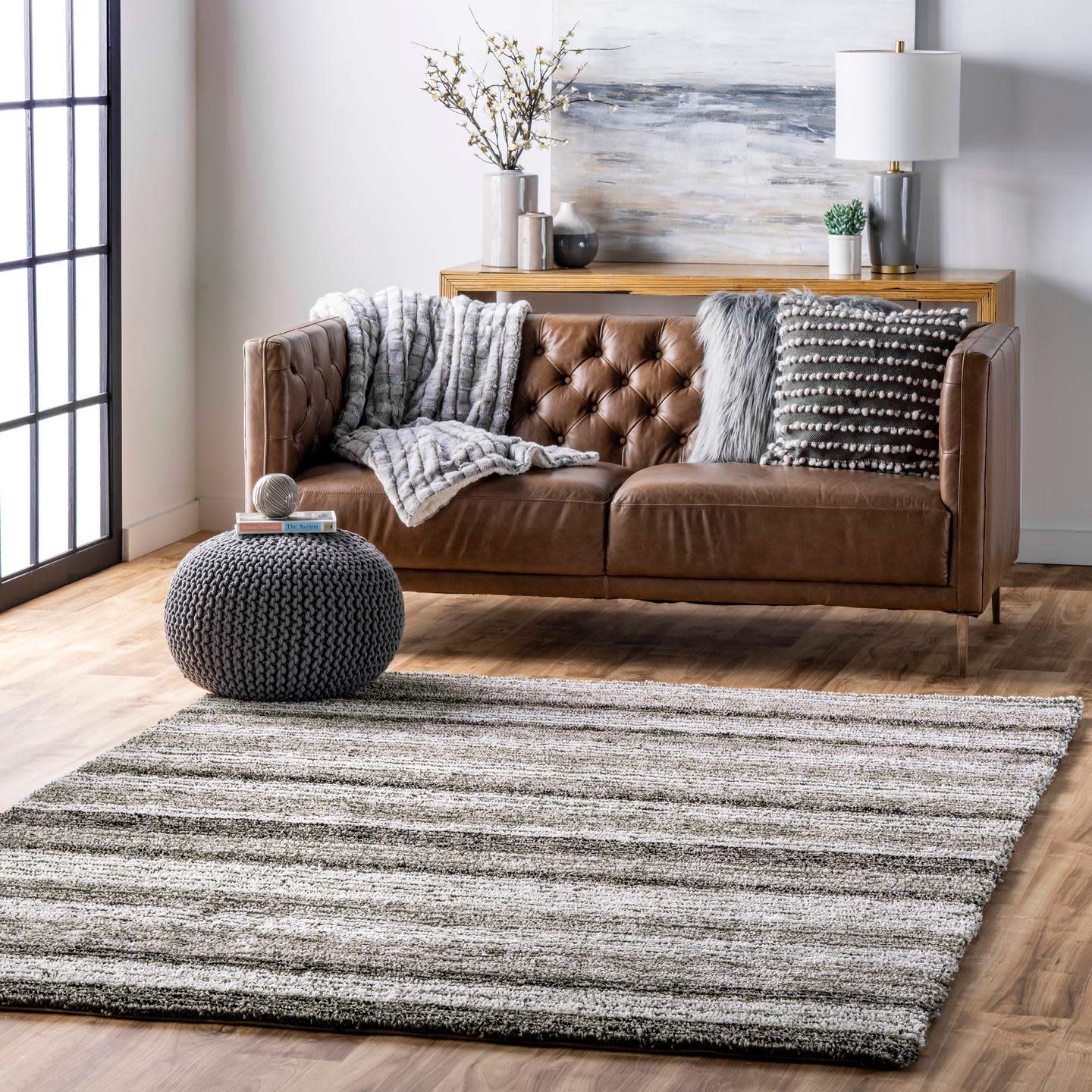 Grey Handmade Ombre Microfibre Carpet – Soft Area Rug for Living Room, Bedroom & Hall
