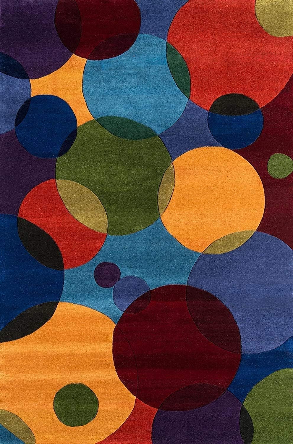 Overlapping Circles – Handmade Wool Nursery Rug, Baby Room, Kid’s Room, Playroom, Child’s Space Area Rug, Toddler Bedroom Carpets – Perfect for Children's Room Décor