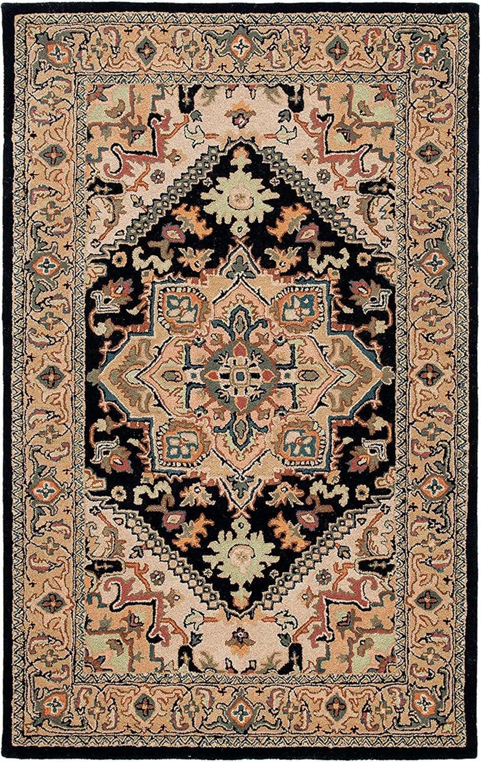 Black Persian Heriz Area Rug