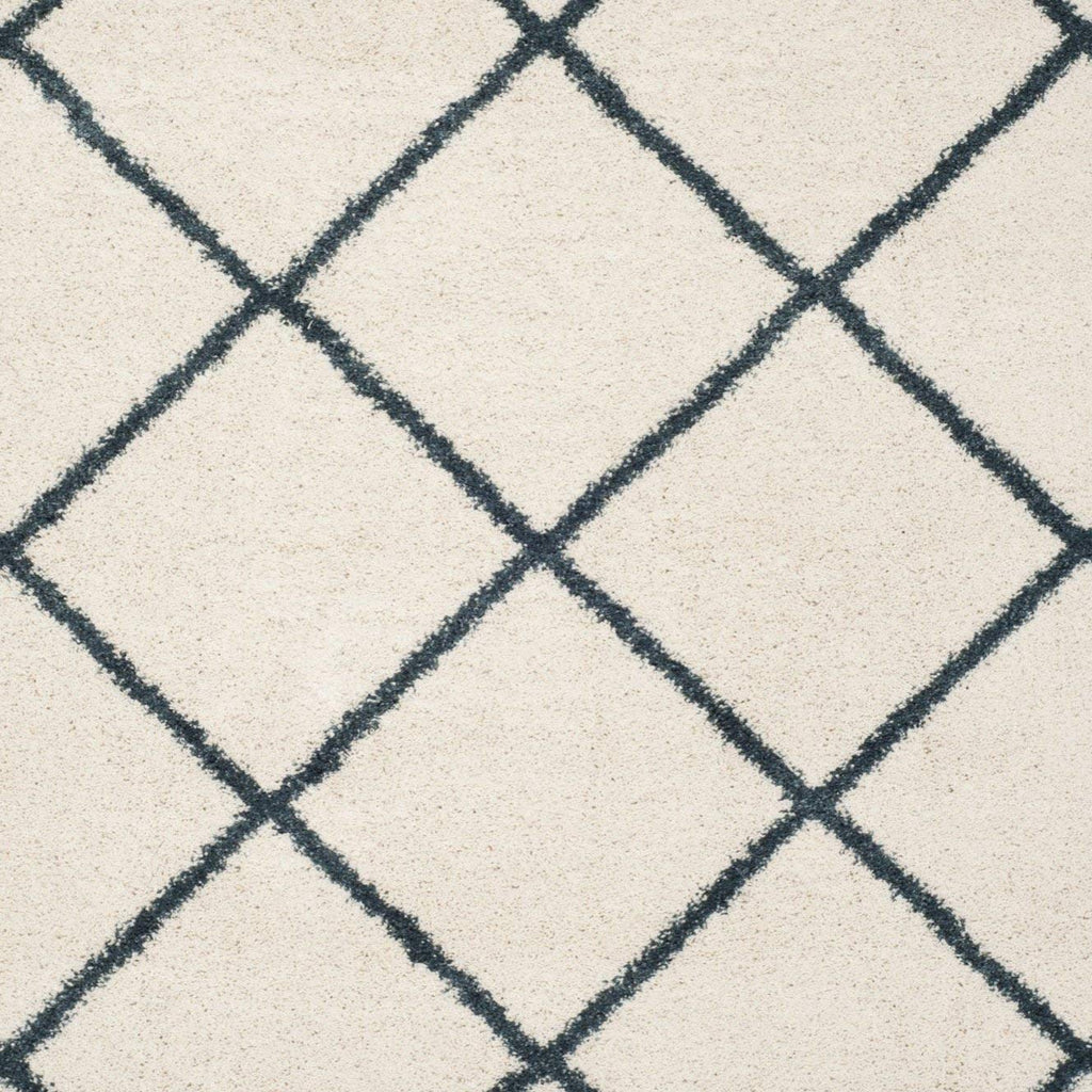 Ivory Square Box Shaggy Carpet | Soft & Fluffy Microfiber Area Rug