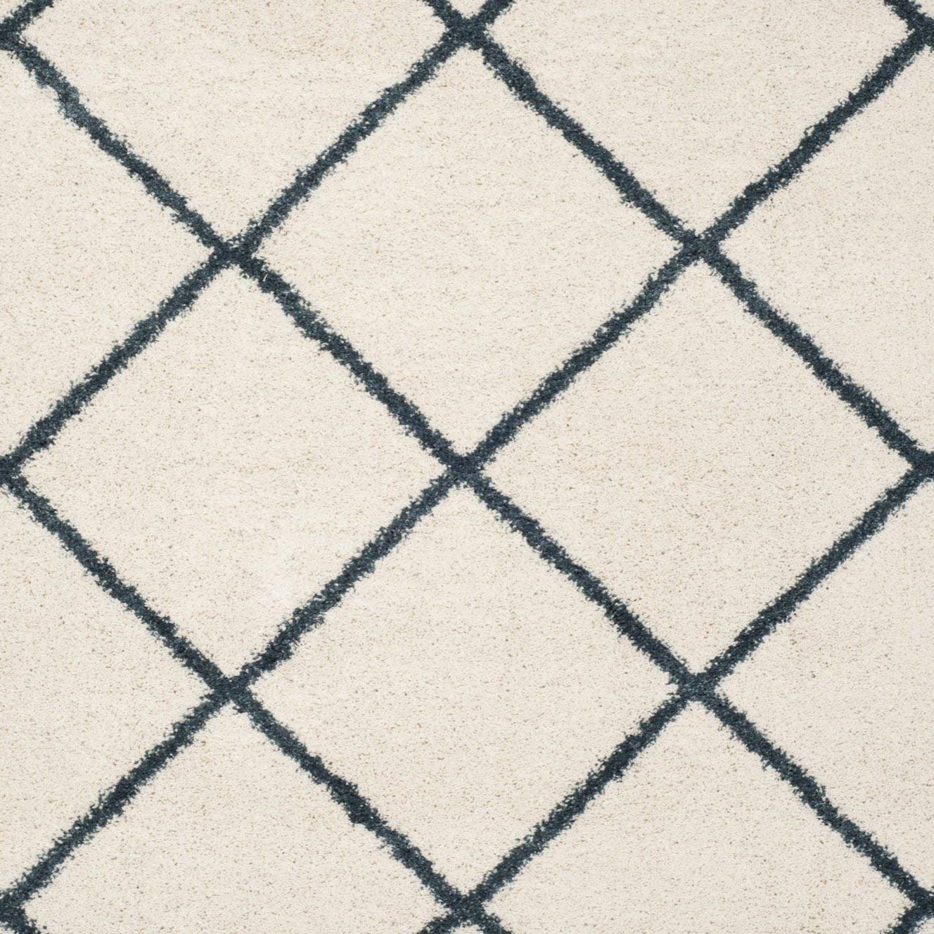 Ivory Square Box Shaggy Carpet | Soft & Fluffy Microfiber Area Rug