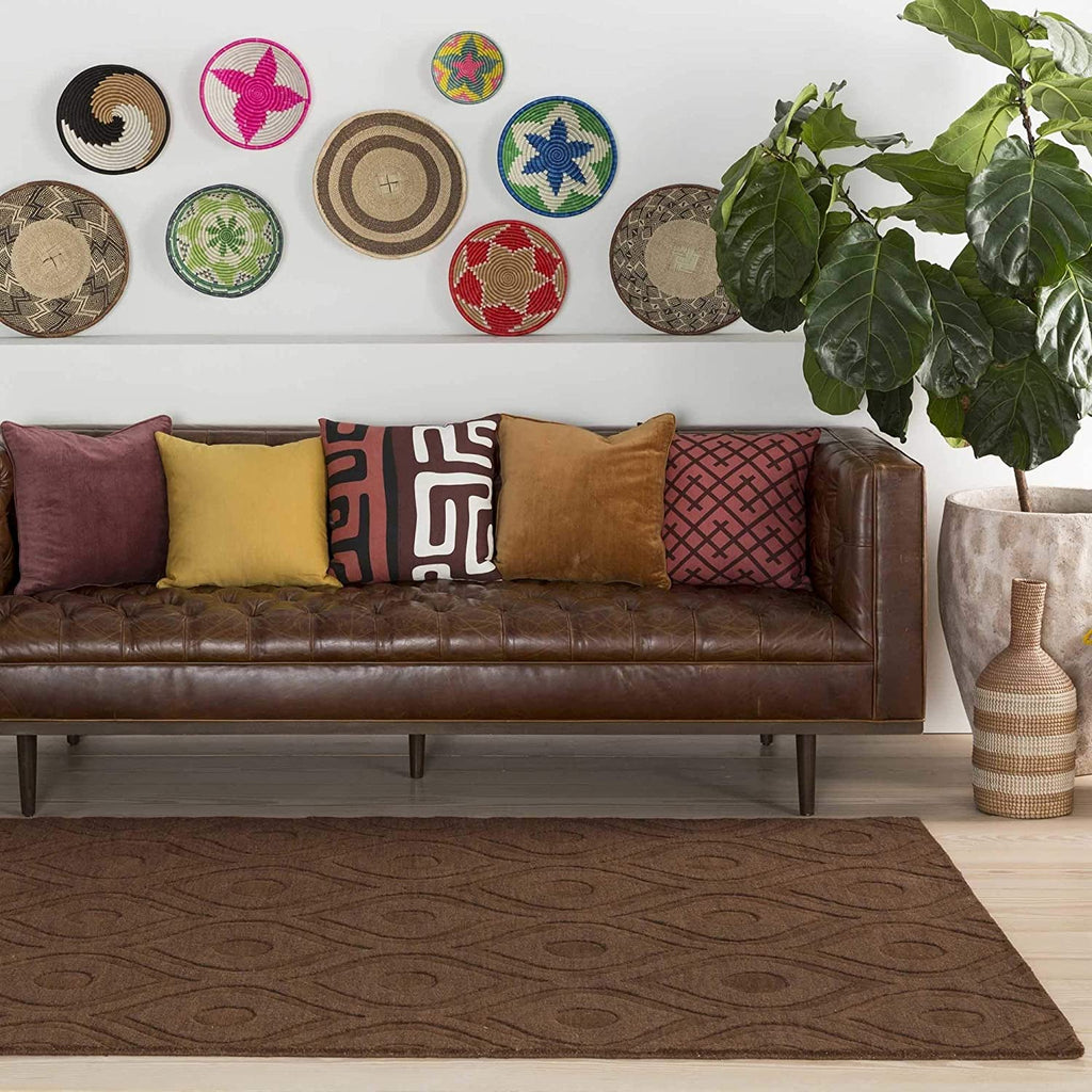 Beige Beehive Cut-Loop Hand-Tufted Wool Rug